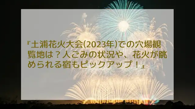 土浦花火大会(2023年)での穴場観覧地は？人ごみの状況や、花火が眺められる宿もピックアップ！